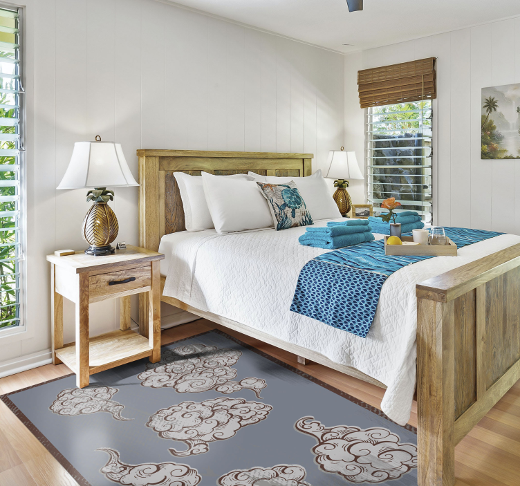 Tapete vinílico quarto motivos de nuvens ornamentados - TenStickers