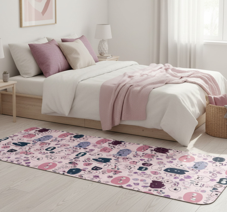 Tapete vinílico quarto padrão de gatinhos rosa - TenStickers