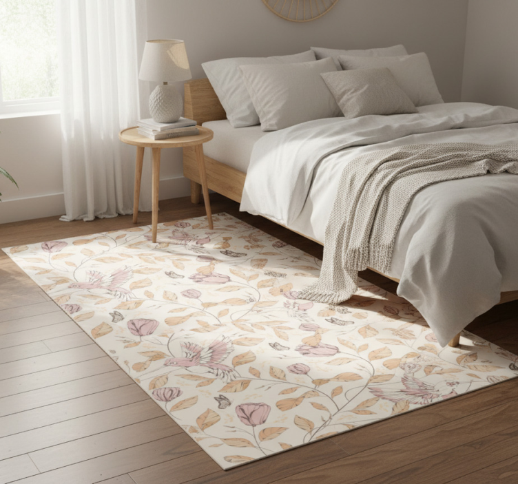 Tapete vinílico quarto padrão tulipas bege - TenStickers