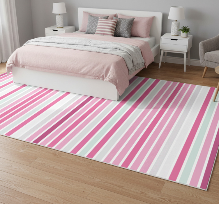Tapete vinílico quarto padrão vertical rosa e branco - TenStickers