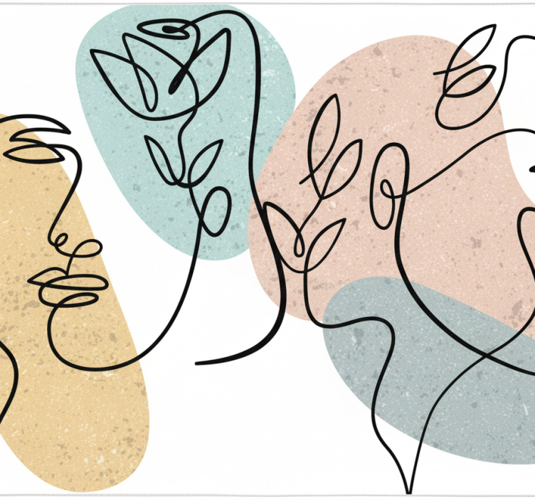 Tapete vinílico quarto rostos femininos em linha - TenStickers