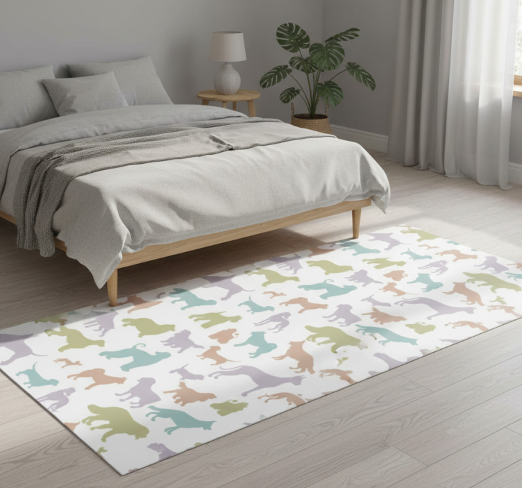 Tapete vinílico quarto silhuetas de cães em cores pastel - TenStickers