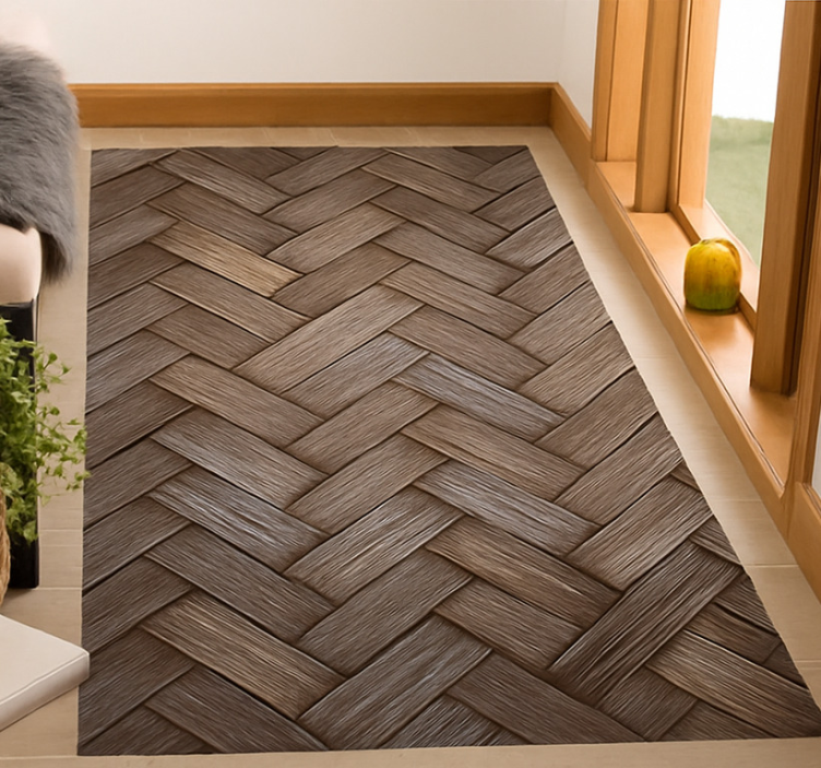 Tapete vinílico sala de estar aparência de madeira trançada - TenStickers