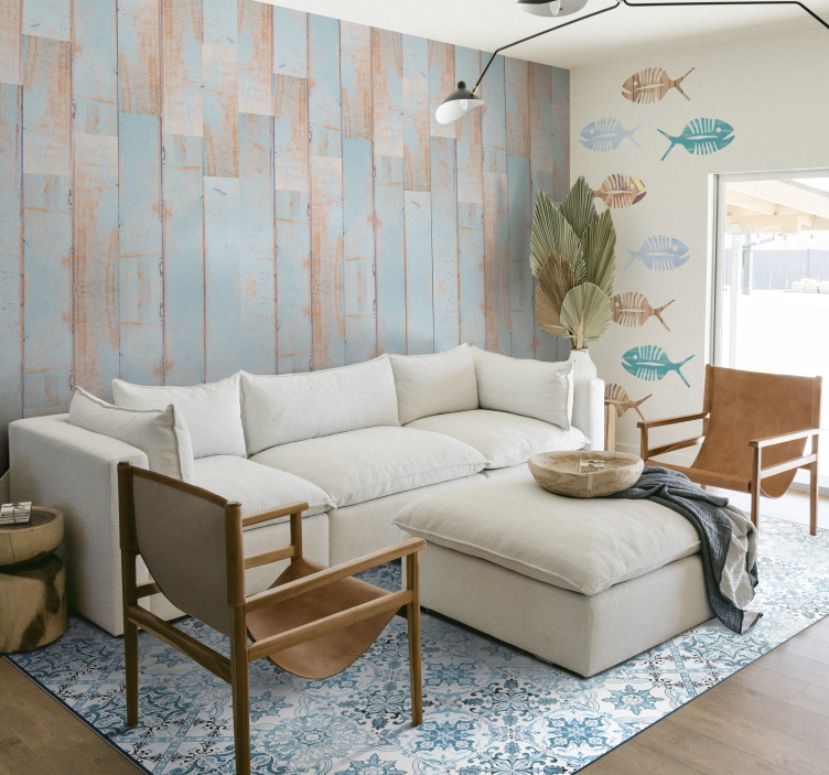 Tapete sala de estar azulejos Mediterrâneos - TenStickers