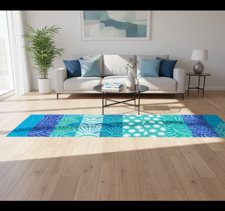 Tapete vinílico sala de estar padrão oceano turquesa - TenStickers