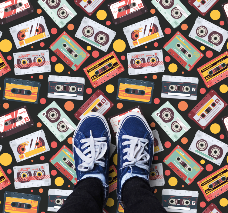 Tapete vinílico texturas estilo cassete retrô - TenStickers