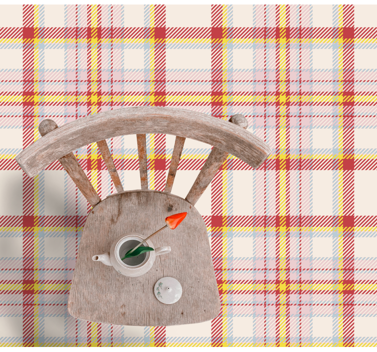 Tapete vinílico às risca estilo de motivo xadrez - TenStickers