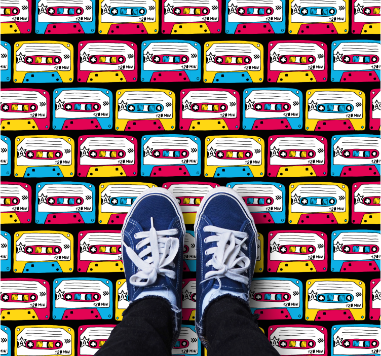 Tapete vinílico texturas fitas cassete retrô - TenStickers