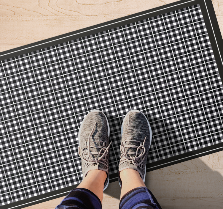 Tapete vinílico quarto padrão cinza xadrez - TenStickers