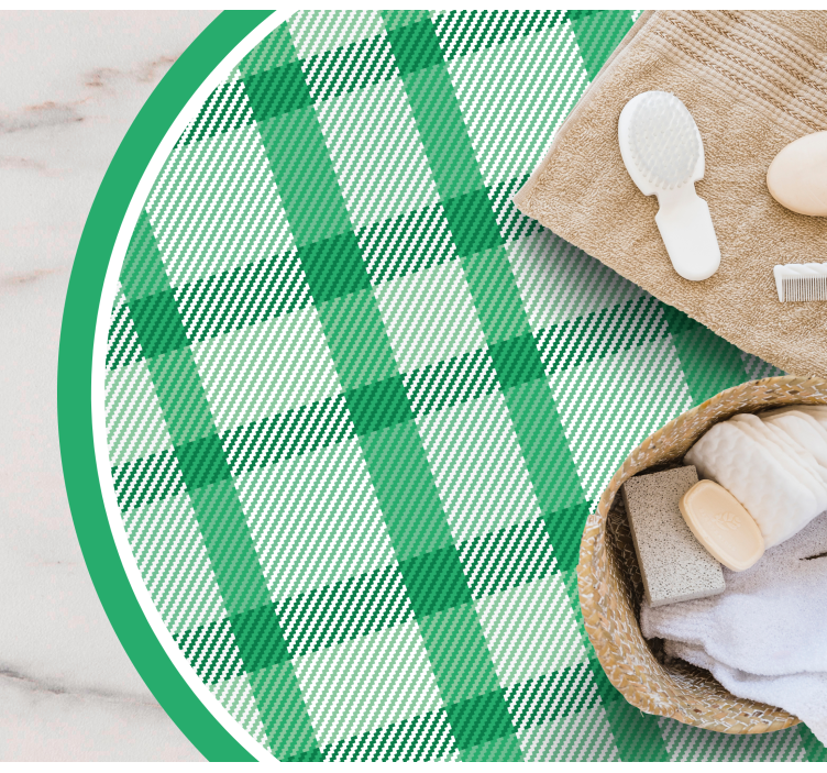 Tapete vinílico redondo padrão xadrez verde - TenStickers