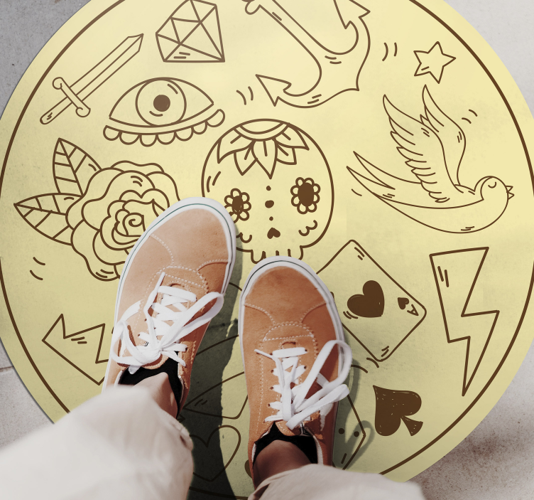 Tapete vinílico juvenil símbolos de tatuagem - TenStickers