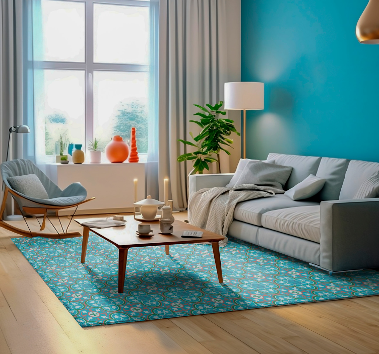 Tapete vinílico retro azul hidráulico azulejo - TenStickers