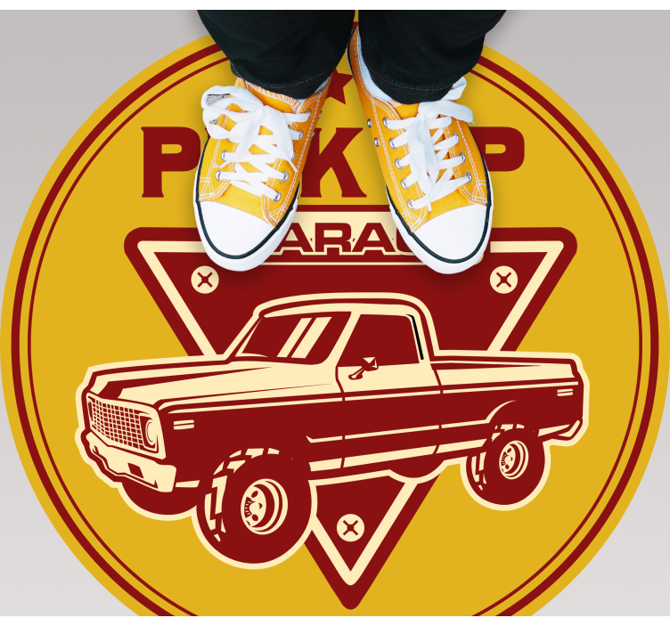 Tapete vinílico vintage garagem de picapes clássicas - TenStickers