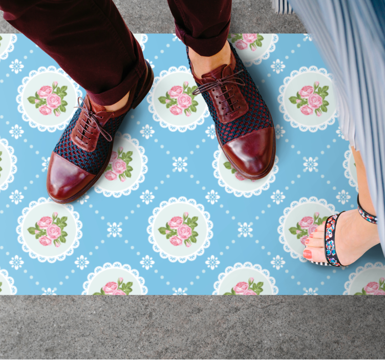 Tapete vinílico retro padrão de renda floral - TenStickers