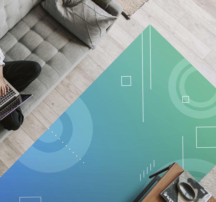 Tapete moderno com estampa geométrica abstrata azul - TenStickers