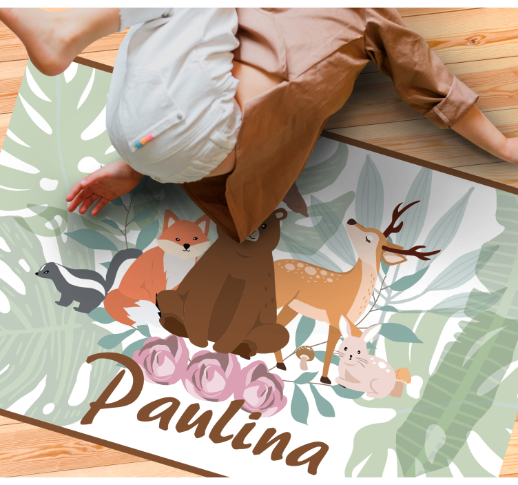 Tapete para animais personalizado feminino com animais da florest - TenStickers