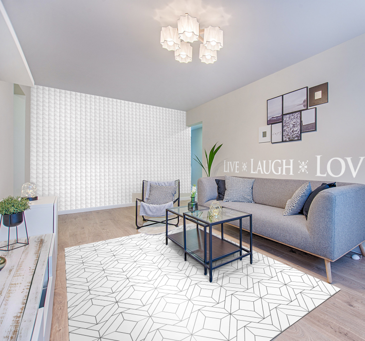 Tapete branco de vinil com padrão geométrico japandi - TenStickers