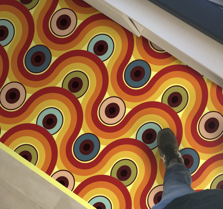 Tapetes geométricos circulares dos anos 70 - TenStickers