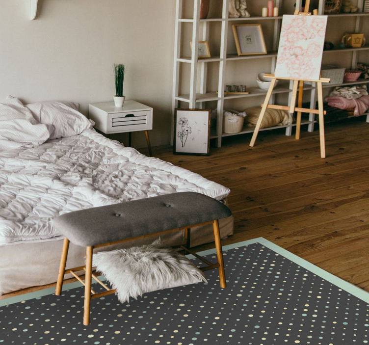 Tapetes geométricos de vinil de bolinhas cinza e azul - TenStickers