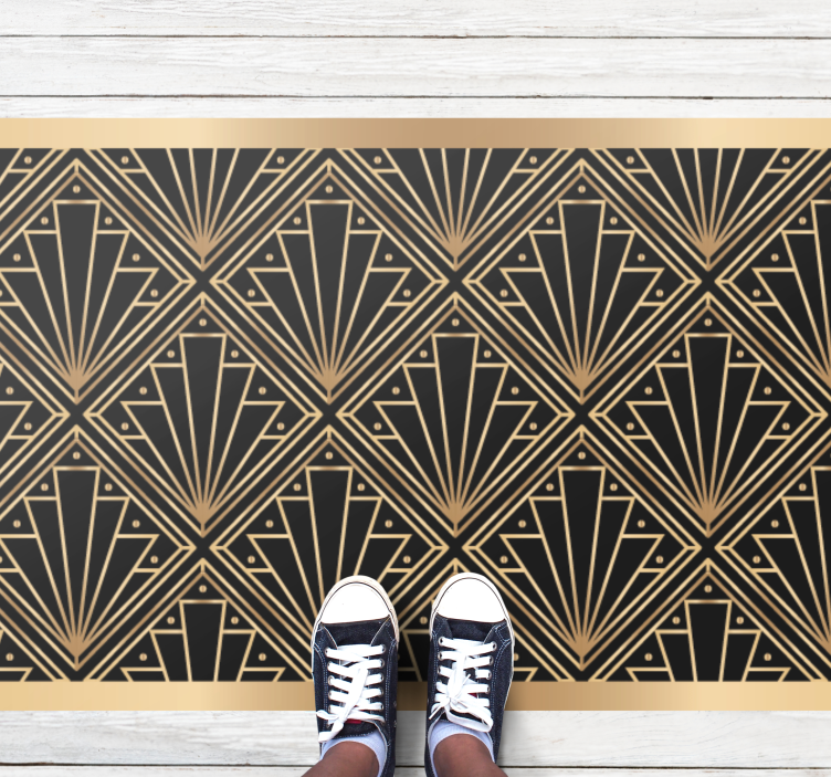 Tapetes dourados e pretos deco com padrão quadrado - TenStickers