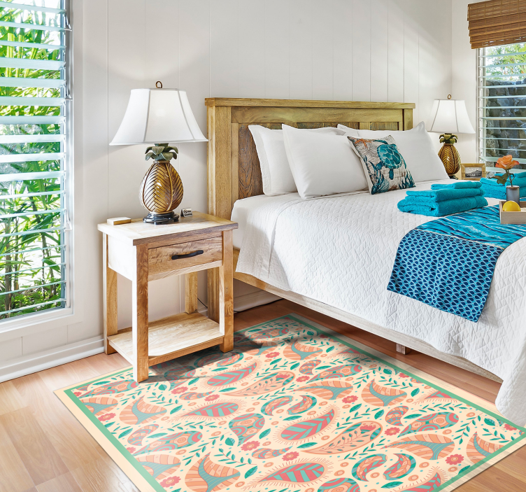 Tapete étnico verde persa retangular - TenStickers