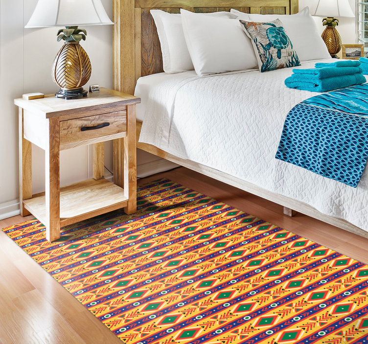 Tapete étnico tribal azul, verde e amarelo - TenStickers