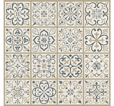 Tapete vinílico para sala de jantar padrão de azulejos neutros - TenStickers
