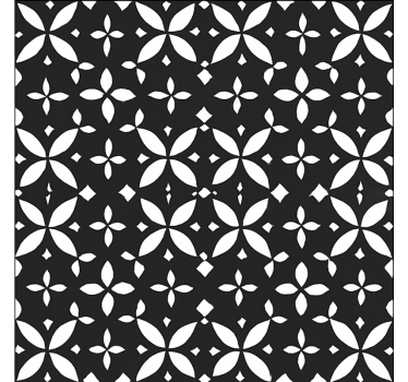 Tapete vinílico para sala de jantar floral preto geométrico - TenStickers
