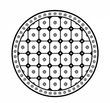 Tapete vinílico para sala de jantar padrão de azulejos preto e br - TenStickers