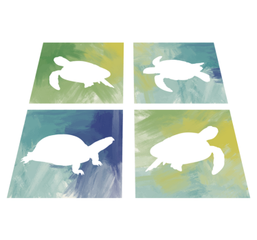 Tapete vinílico de animais azulejo de tartarugas coloridas - TenStickers