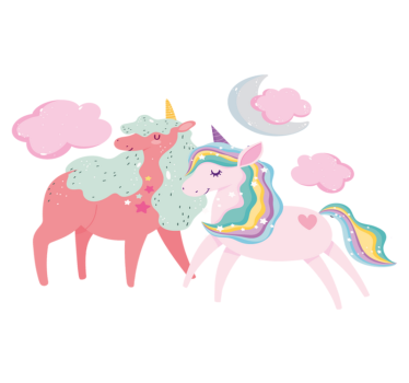 Tapete vinílico de animais pequeno unicórnio com égua - TenStickers