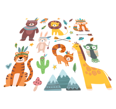 Tapete vinílico de animais filhotes selvagens - TenStickers