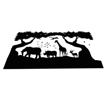 Tapete vinílico de animais savana preto e branco - TenStickers