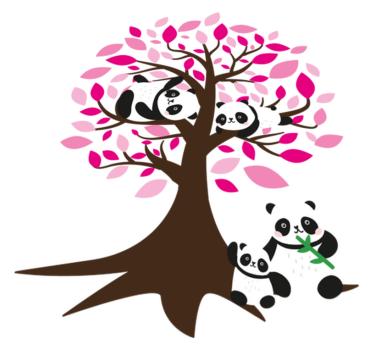 Tapete vinílico de animais Árvore com pandas - TenStickers
