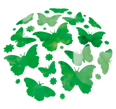 Tapete vinílico de animais borboletas aquareladas verdes - TenStickers