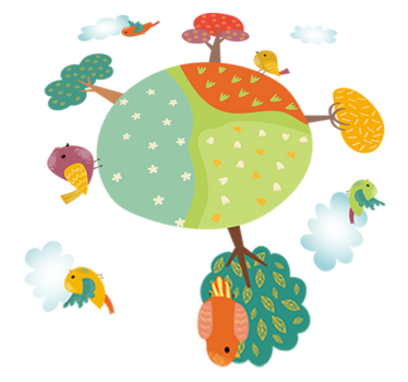 Tapete vinílico de animais círculo branco primavera - TenStickers