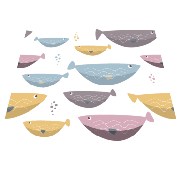 Tapete vinílico de animais peixes coloridos para crianças - TenStickers