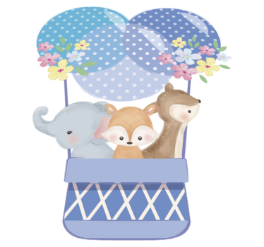 Tapete vinílico de animais balão de ar quente aquarela - TenStickers