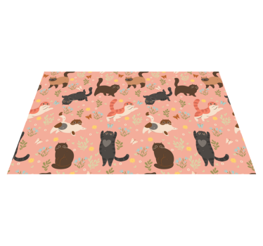 Tapete vinílico de animais padrão contínuo de gatos - TenStickers