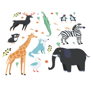Tapete vinílico de animais felizes no parque - TenStickers