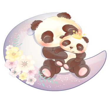 Tapete vinílico de animais dois pandas na lua - TenStickers