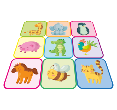 Tapete vinílico de animais em azulejos coloridos - TenStickers