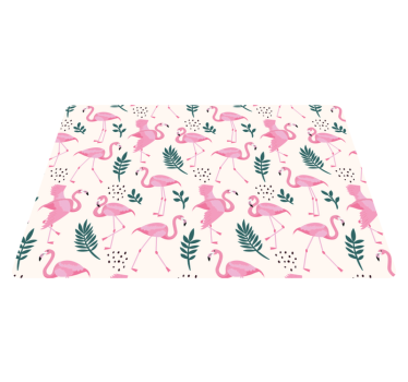 Tapete vinílico de animais com estampa de flamingo e folhas - TenStickers