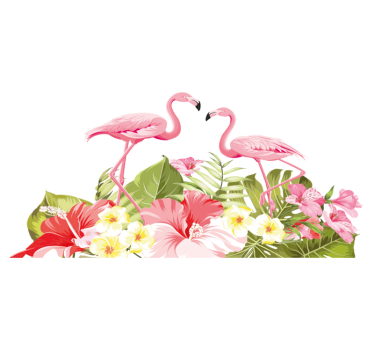 Tapete vinílico de animais flor tropical flamingo - TenStickers