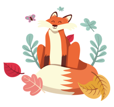Tapete vinílico de animais raposa com folhas de outono - TenStickers