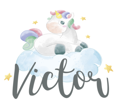 Tapete vinílico de animais unicórnio aquarelado com nuvens - TenStickers