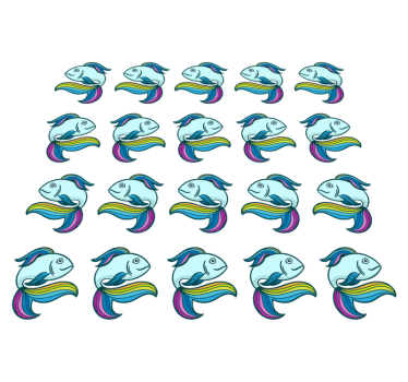 Tapete vinílico de animais peixe neon azul - TenStickers