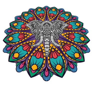 Tapete vinílico de animais mandala de elefante colorido - TenStickers