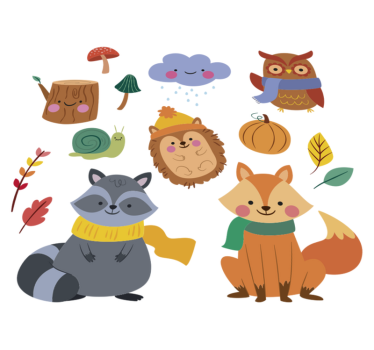 Tapete vinílico de animais flores e animais de outono - TenStickers