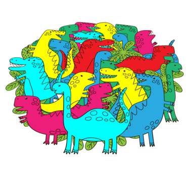 Tapete vinílico de animais dinossauro colorido redondo - TenStickers